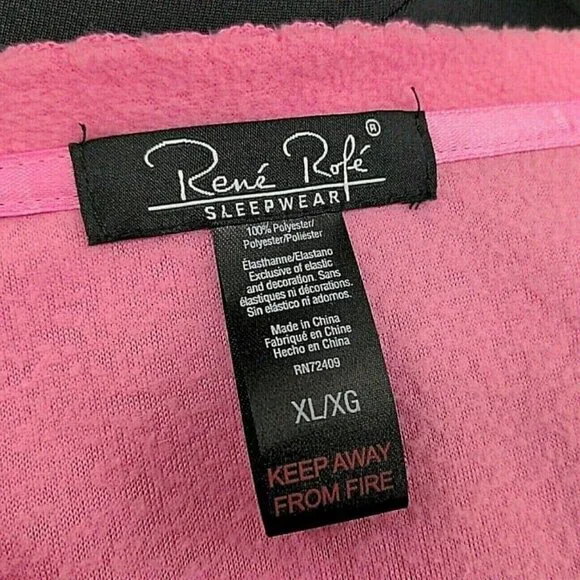 Rene Rofe Womens Pajama Shirt Top Sweater Fleece Pink L/S Size XL NEW - Picture 3 of 6